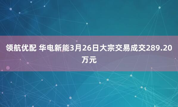 领航优配 华电新能3月26日大宗交易成交289.20万元