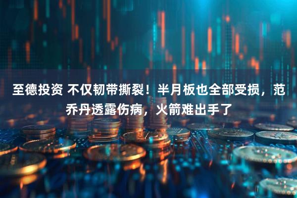 至德投资 不仅韧带撕裂！半月板也全部受损，范乔丹透露伤病，火箭难出手了